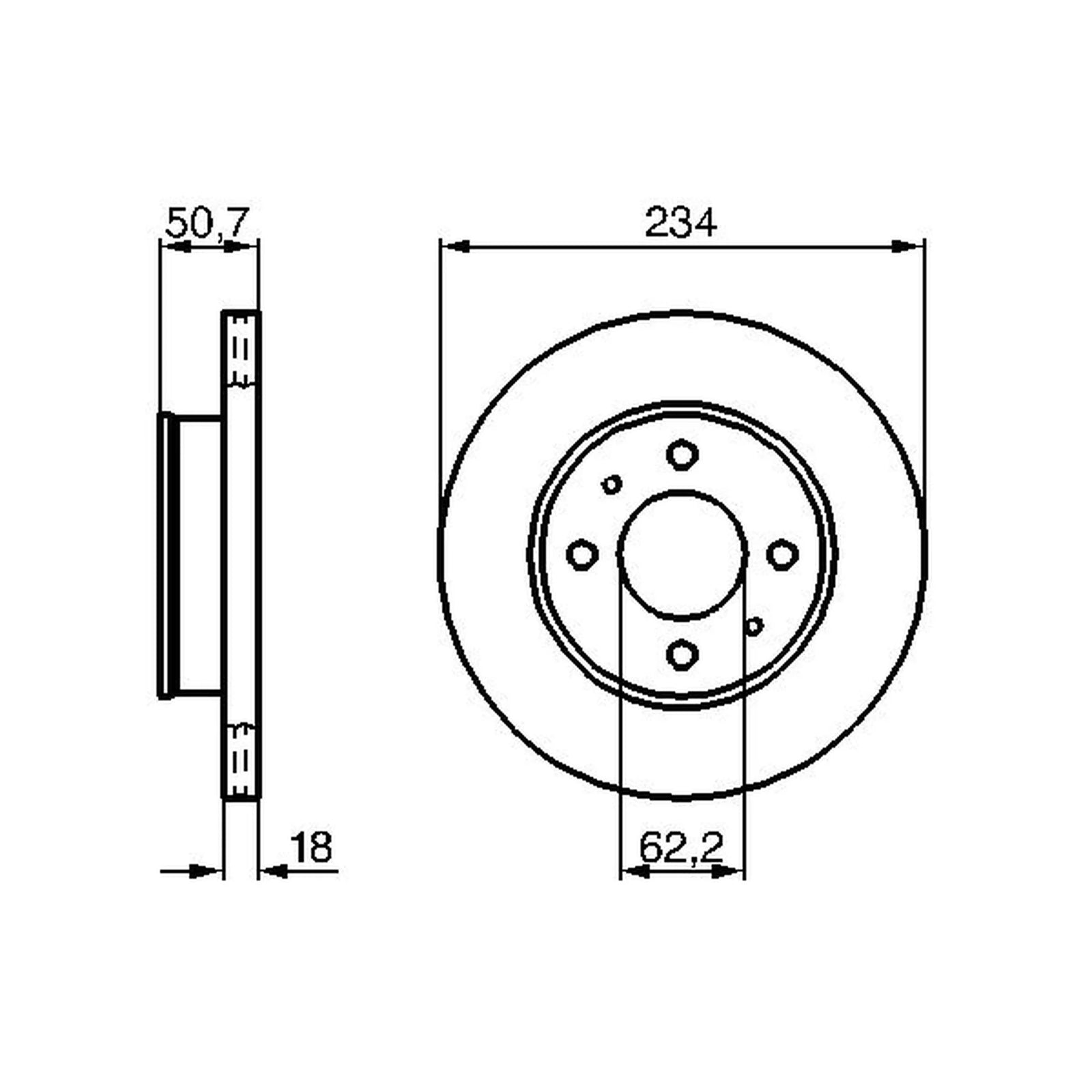 Bosch 2 x Internally Vented Brake Discs fits Hyundai Amica 2001-2010 1.0 1.1