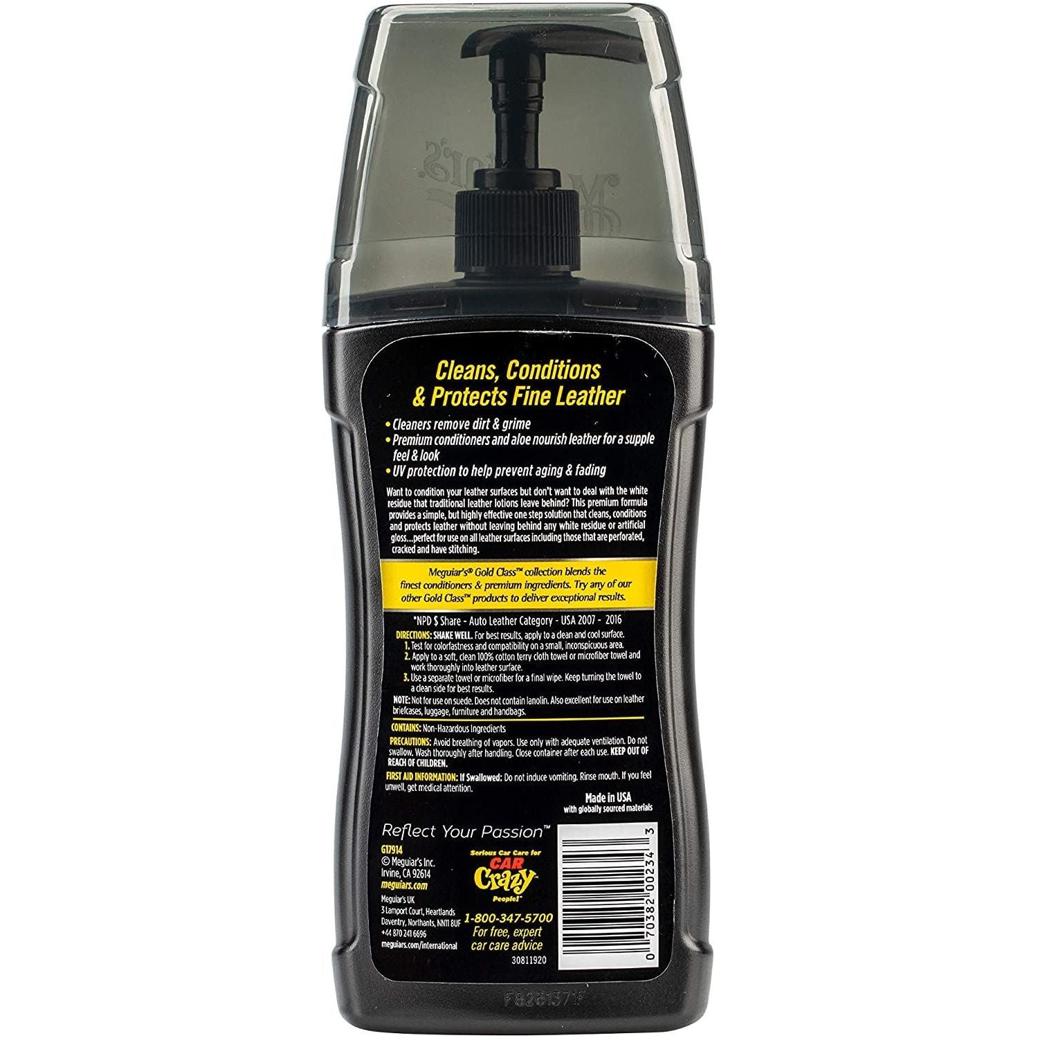2x Meguiar's G17914EU Gold Class Rich Leather Cleaner and Conditioner 400ml