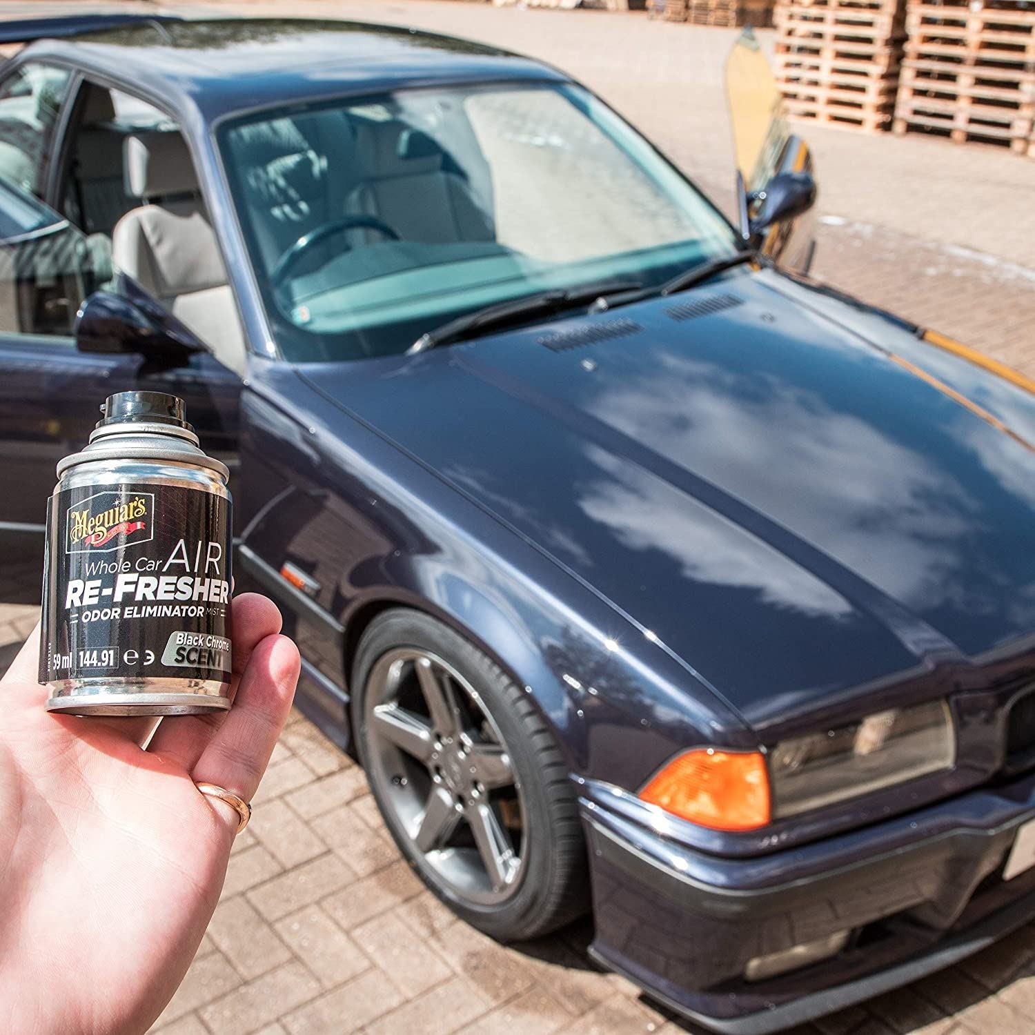 2x Meguiar's Whole Car Air Re-Fresher Odor Eliminator Black Chrome Scent 59ml