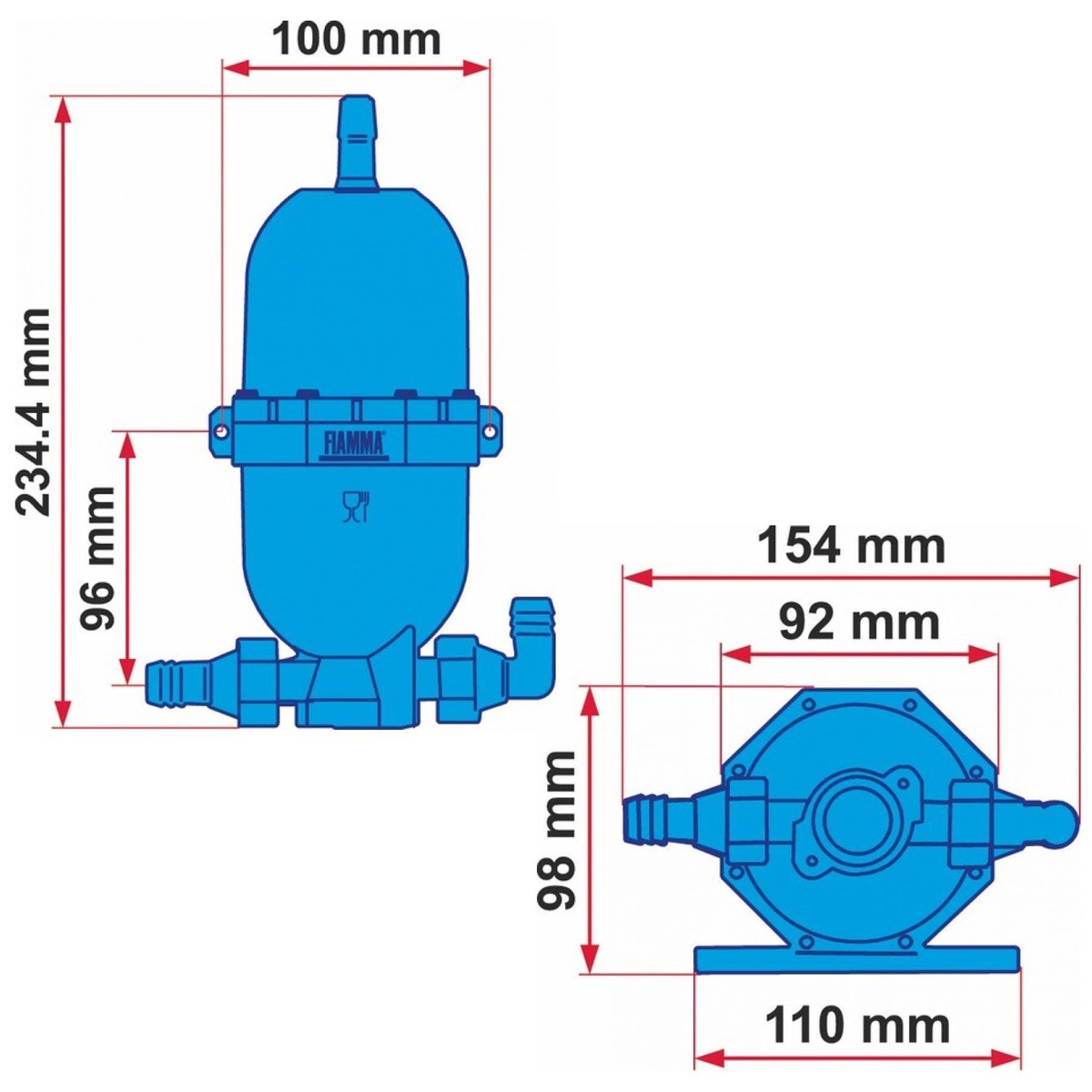 Fiamma A20 Expansion Tank - Accumulator Tank - Caravan / Motorhome / Boat 02478-01-