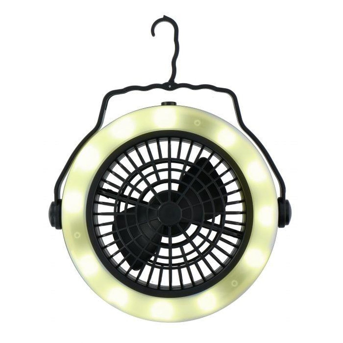 2IN1 12 LED Hanging Camping Ceiling & Desk Fan with Light Tent Lamp Lantern Outdoor