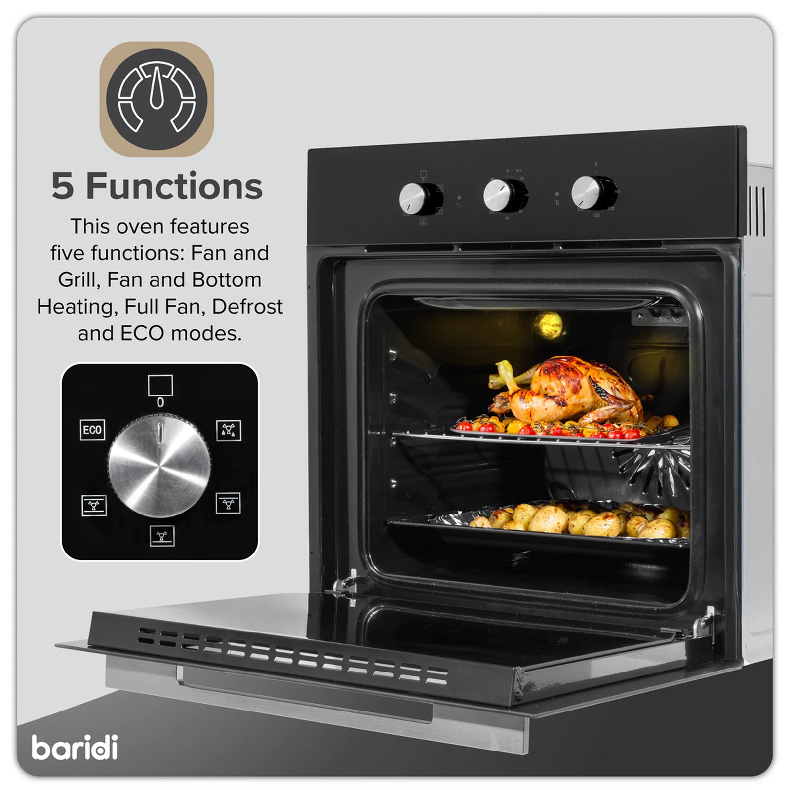 Baridi Built-In Oven DH110 55L Capacity Fan Assisted - Black