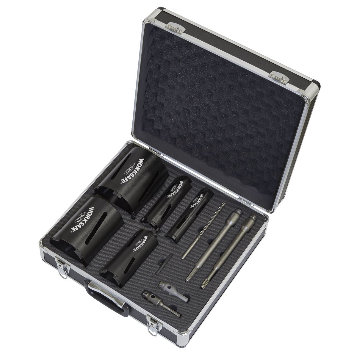Sealey Diamond 5 Core Kit (ï38 52 65 117 127mm Cores with Adaptors) WDCKIT5