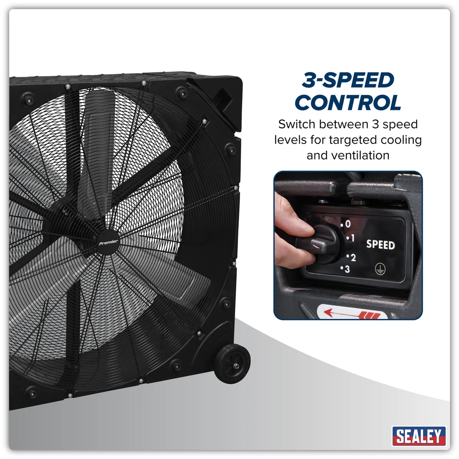 Sealey Premier 42" High Velocity Drum Fan HVD42PM 320W 3-Speed