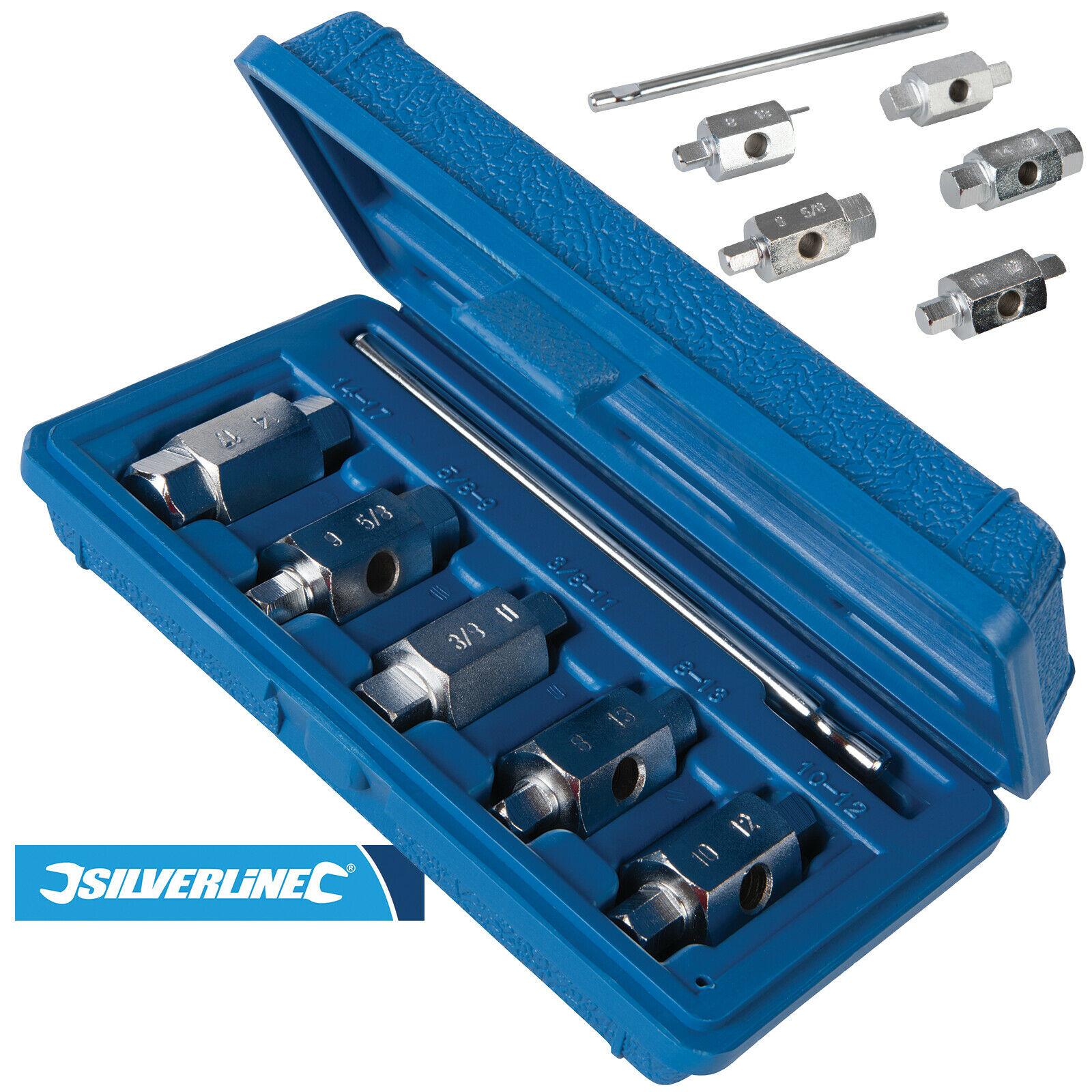 Silverline Oil Drain Plug Key Set 6pc Double Ended Sump Gearbox Hex Square