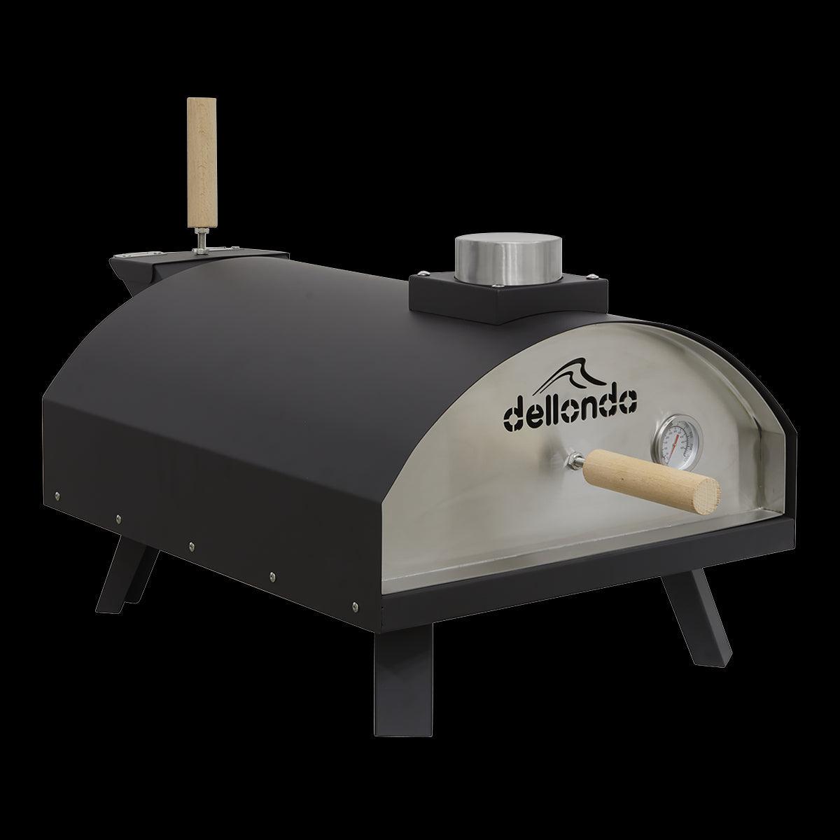 Dellonda Portable Wood-Fired 14" Pizza Oven and Smoking Oven Black/Stainless Steel