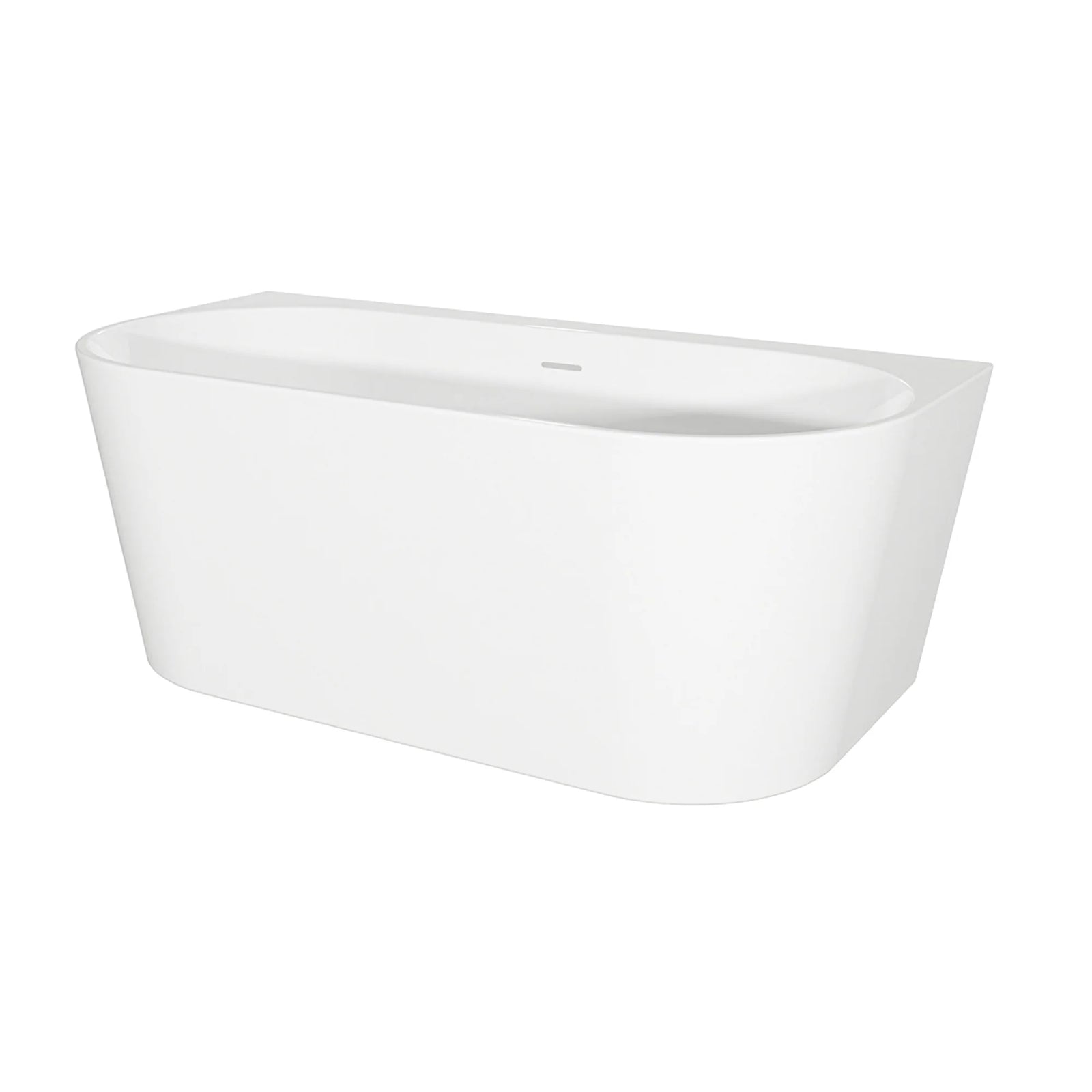 Baridi Back-to-Wall Slim Rim Bath 150cm - Gloss White