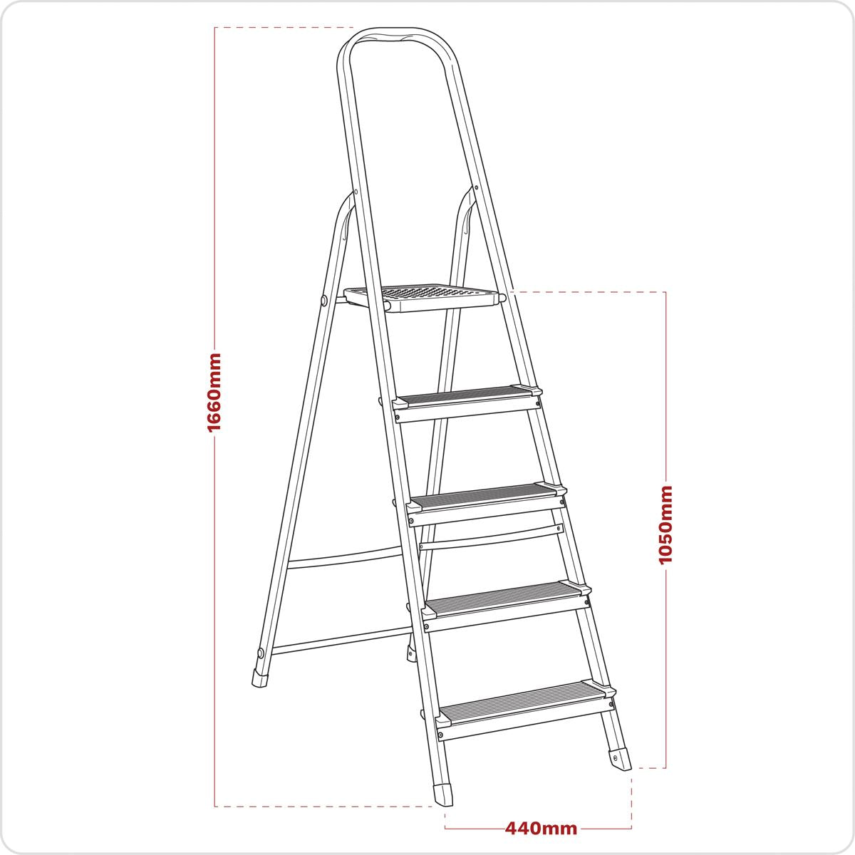 Sealey Step Ladder 5-Tread Aluminium - BS EN 131 ASL5