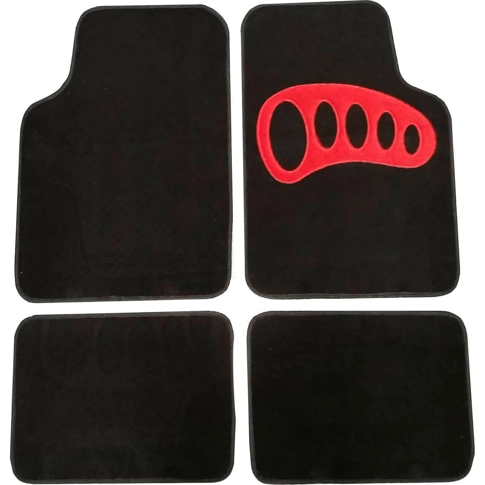 Streetwize Car Black Carpet Floor Mats Red Heel Pad Universal Fit - SWCM107
