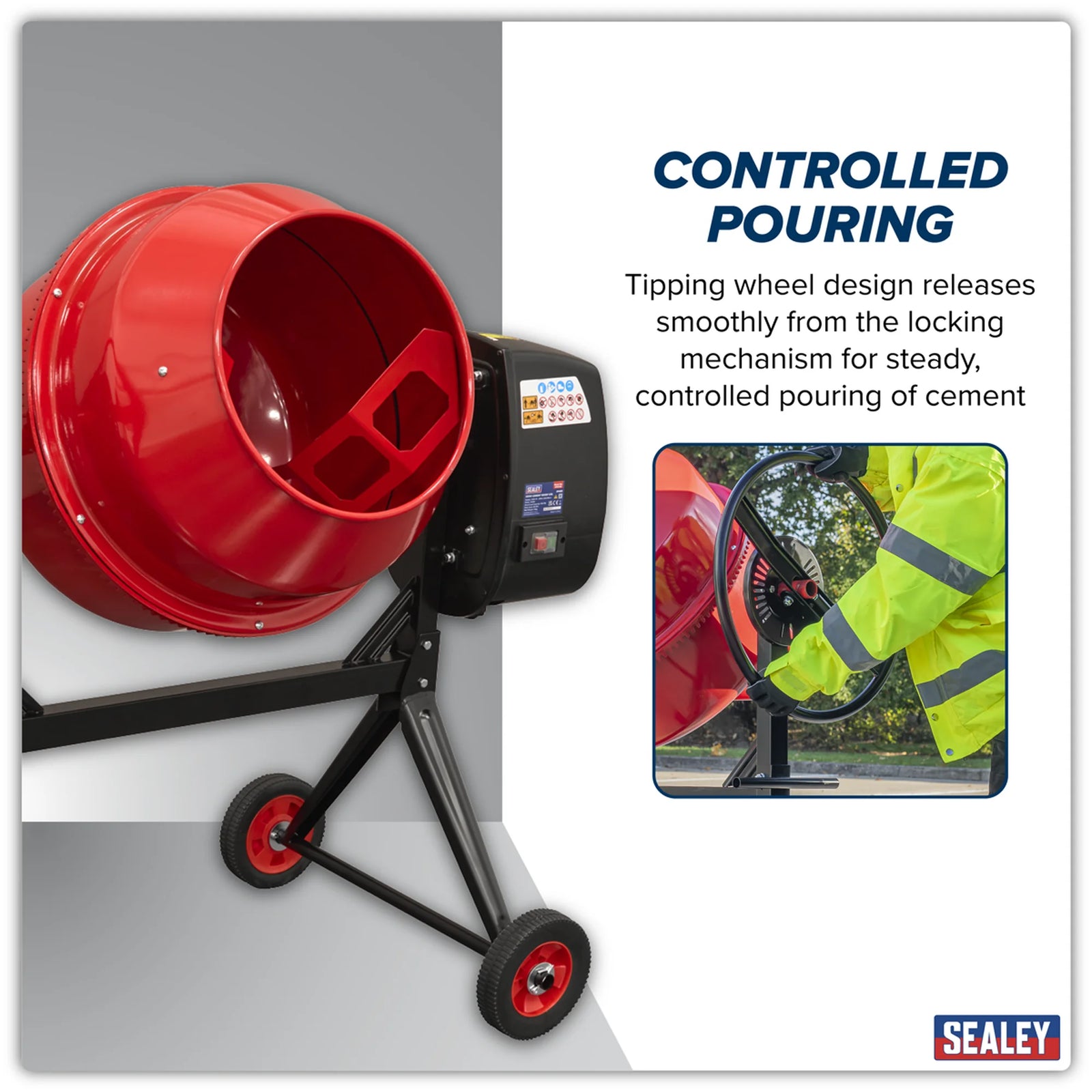 Sealey Cement Mixer CMX125 125L Drum Capacity 550W