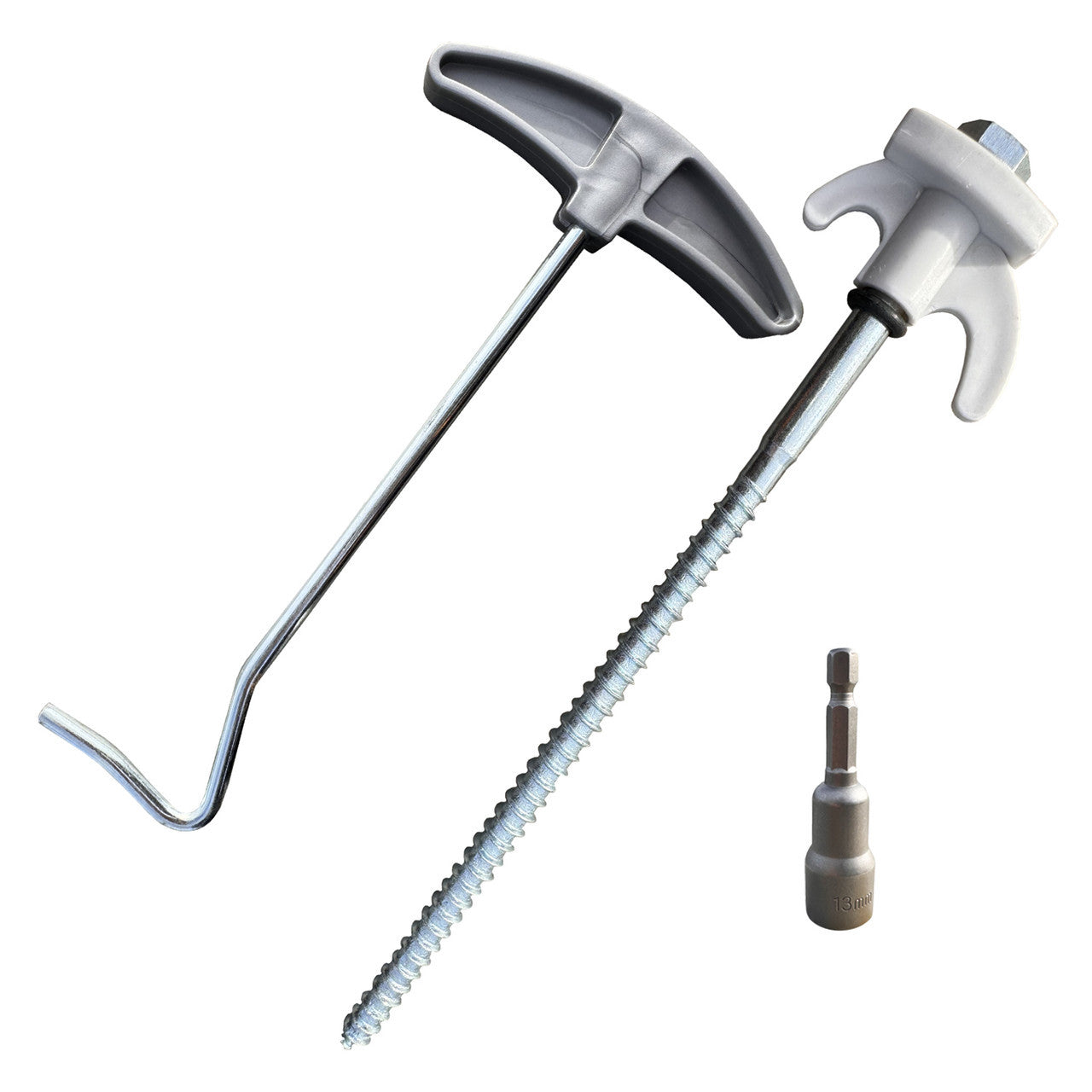 Olpro Screw in Hard Ground Rock Pegs Peg With 20pcs Adaptor and Peg Puller