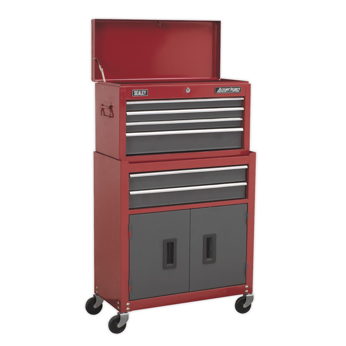 Sealey Topchest Mid-Box & Rollcab 9 Drawer Stack Red AP2200BBSTACK