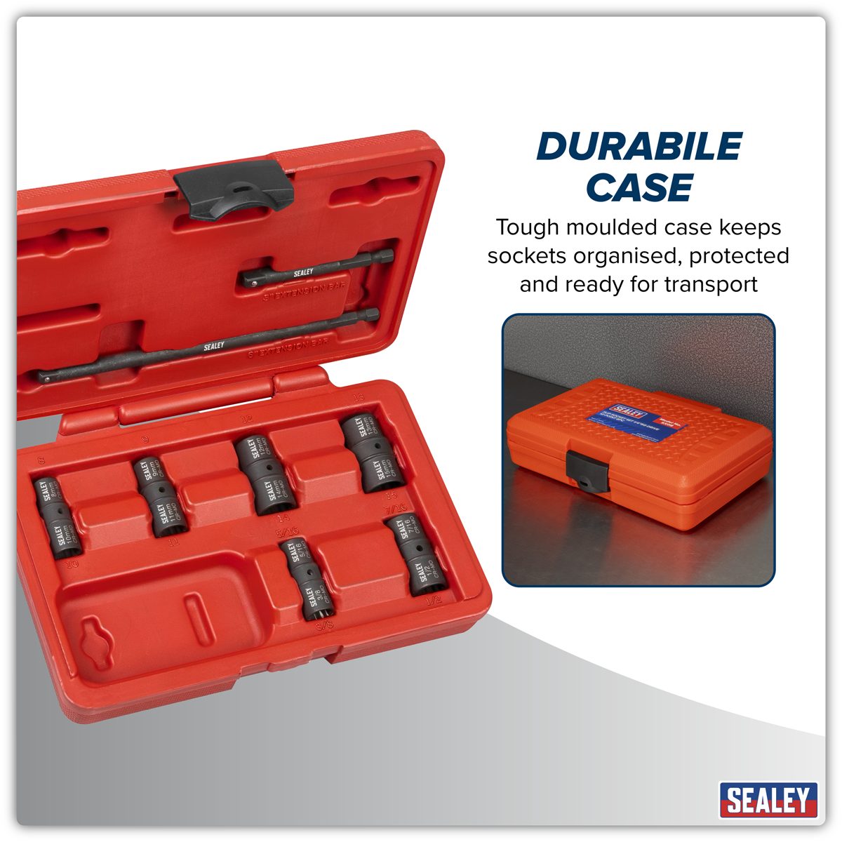 Sealey Flip Socket Set 1/4" Drive 12-Point 8 Piece