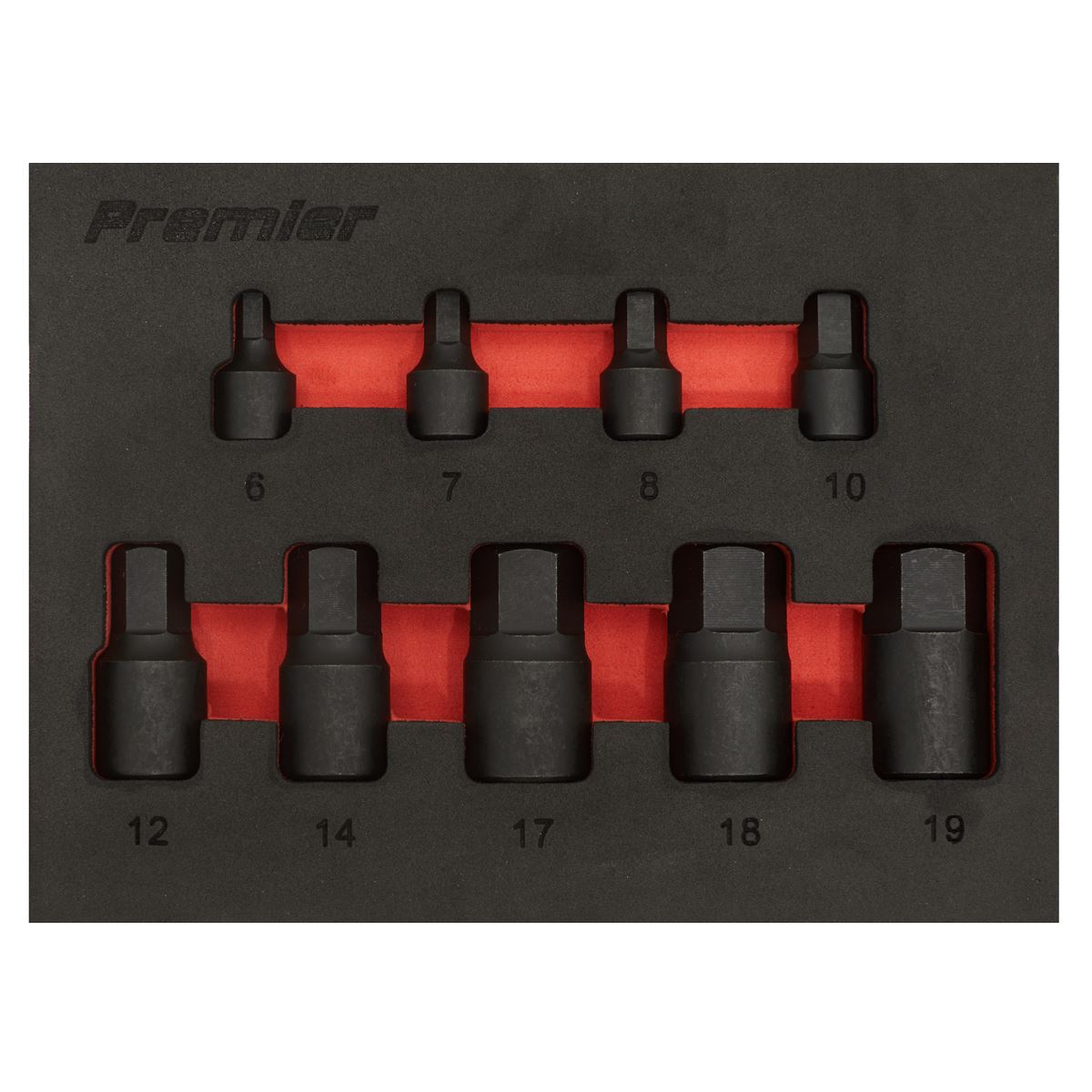 Premier Low Profile Impact Hex Socket Bit Set 1/4" & 3/8" Sq Drive 9pc