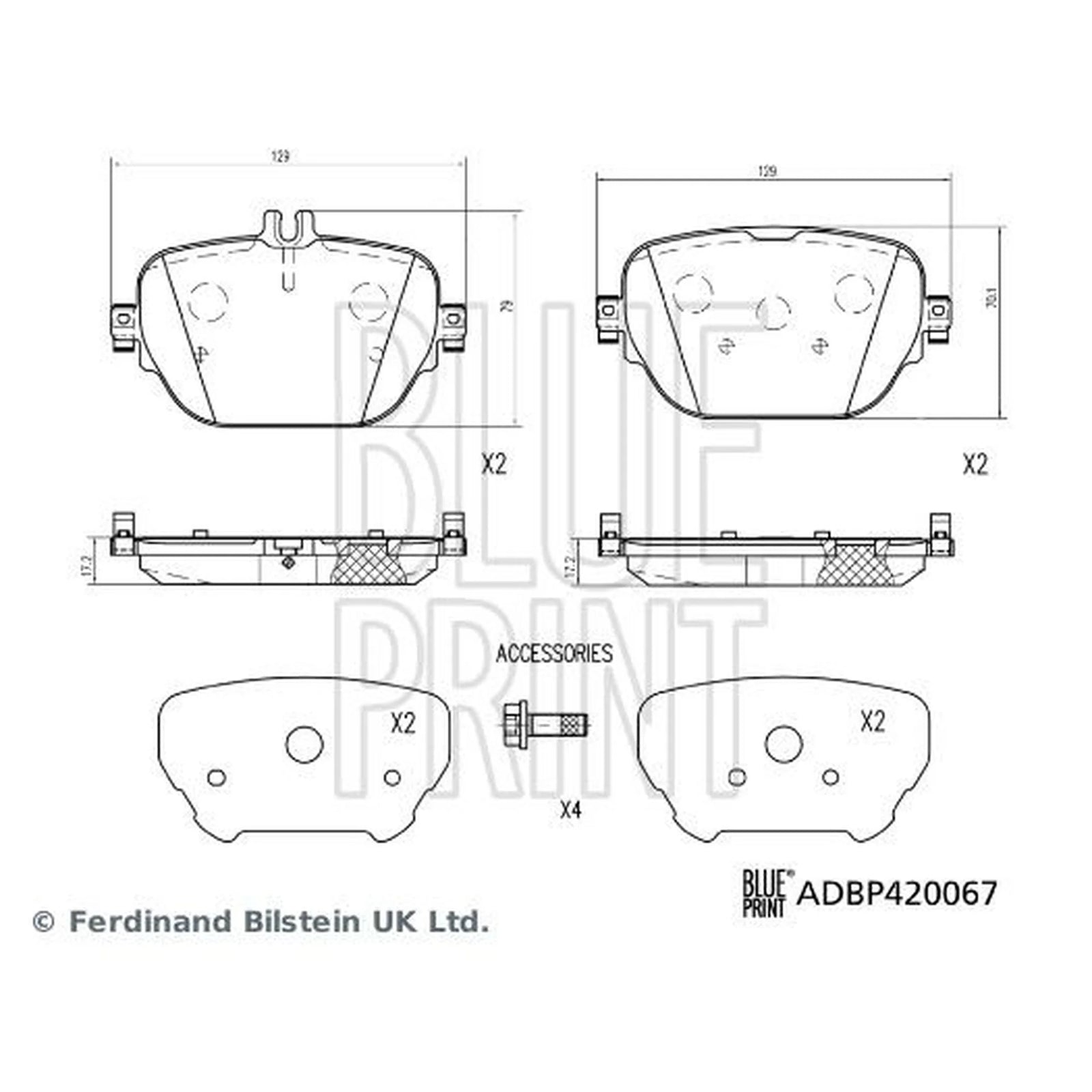 Blue Print Rear Brake Pad Set ADBP420067