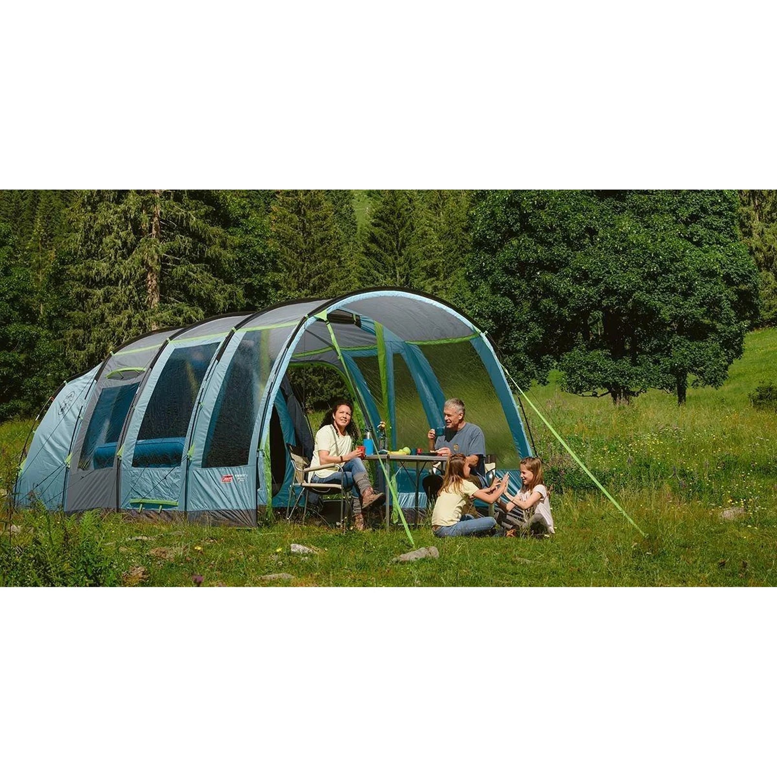 Coleman Tunnel Tent Meadowood 4L 4 Person Black Out Bedrooms Grey