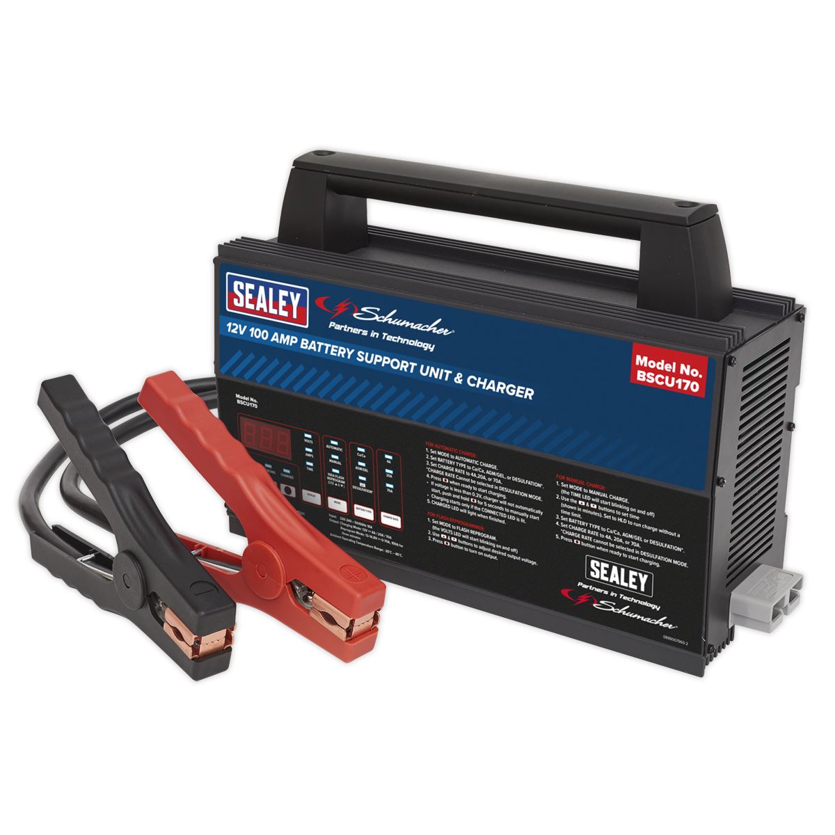 Sealey 12V Battery Support Unit & Charger 100A BSCU170