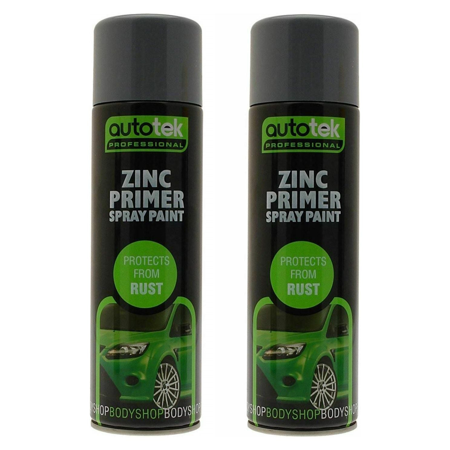 2x Autotek Professional Zinc Primer 500ml Spray Paint High Coverage