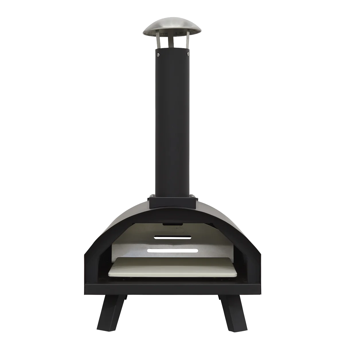 Dellonda Portable Wood-Fired 14" Pizza Oven and Smoking Oven Black/Stainless Steel