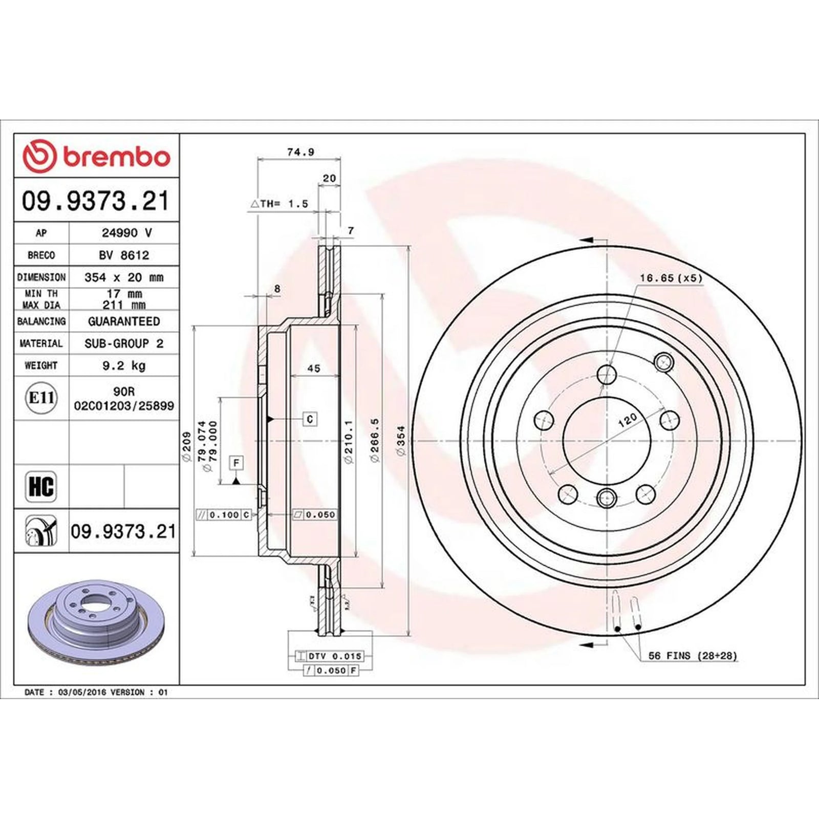 Brembo 2 x Brake Discs fits Land Rover Range Rover 2002-2012 3.0 3.6 4.2 4.4 5.0