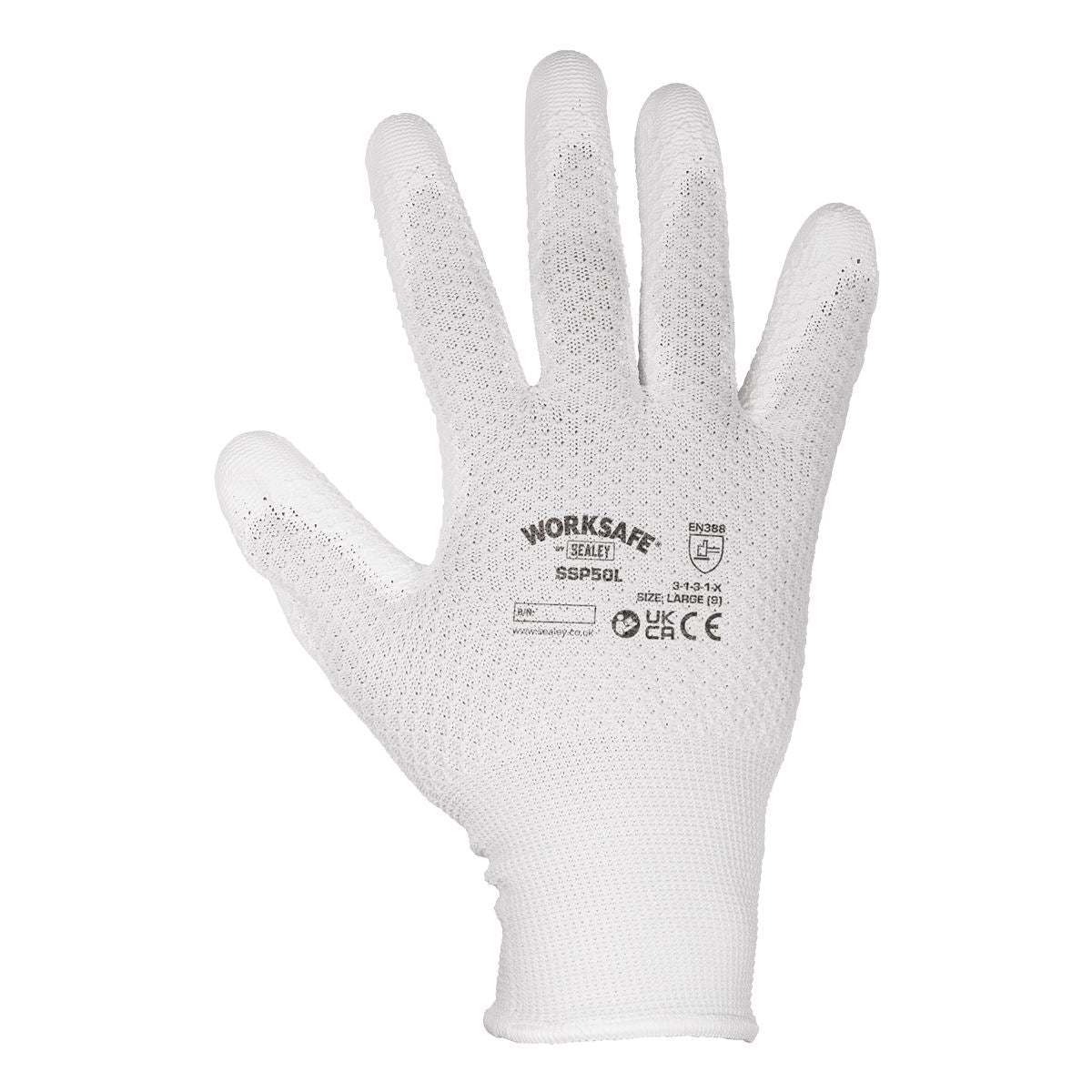 Worksafe Worksafe White Precision Grip Gloves, Large - Pair SSP50L