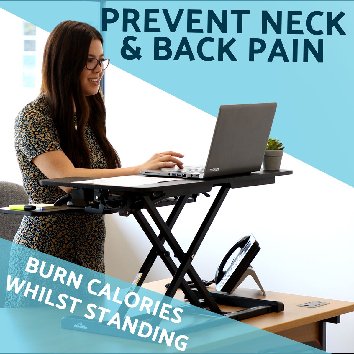 Dellonda 89cm Adjustable-Height Standing Desk Riser 15kg Capacity DH15