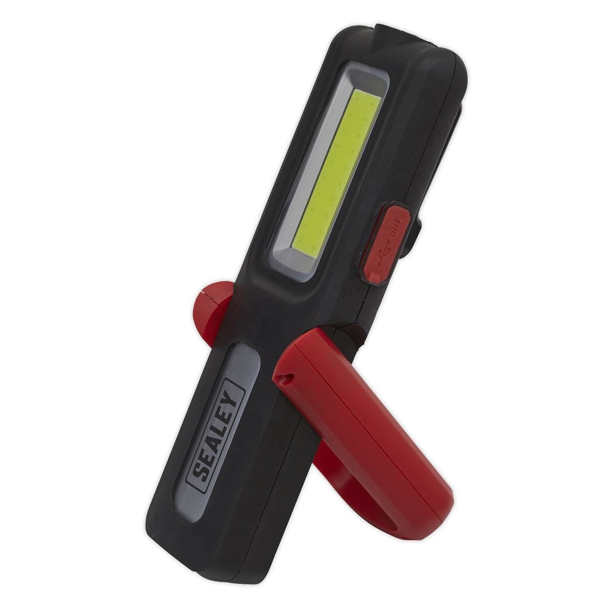 Sealey LED318 Rechargeable Inspection Lamp 5W COB + 3W LED + Power Bank Red