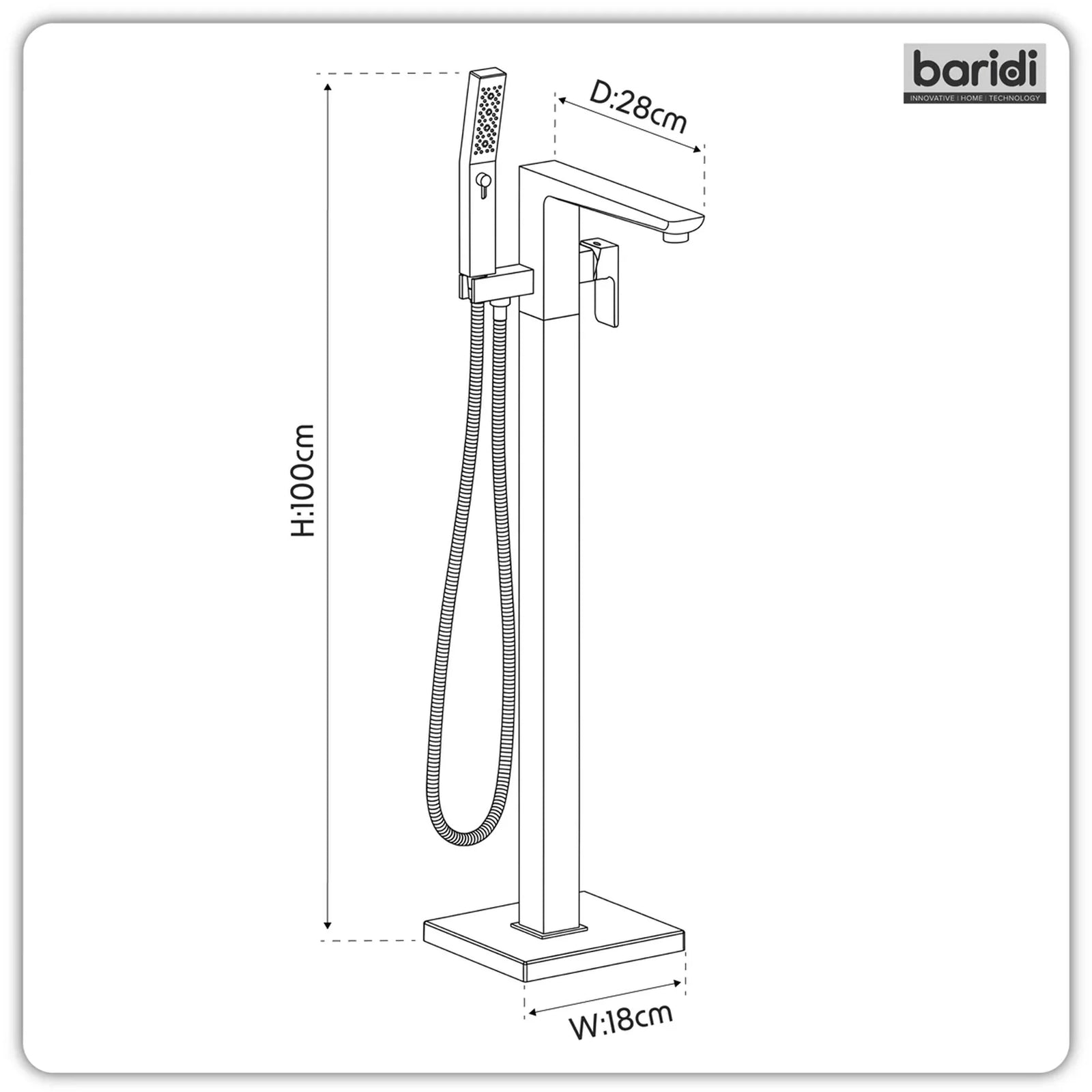 Baridi Freestanding Bath Mixer Tap DH400 Chrome