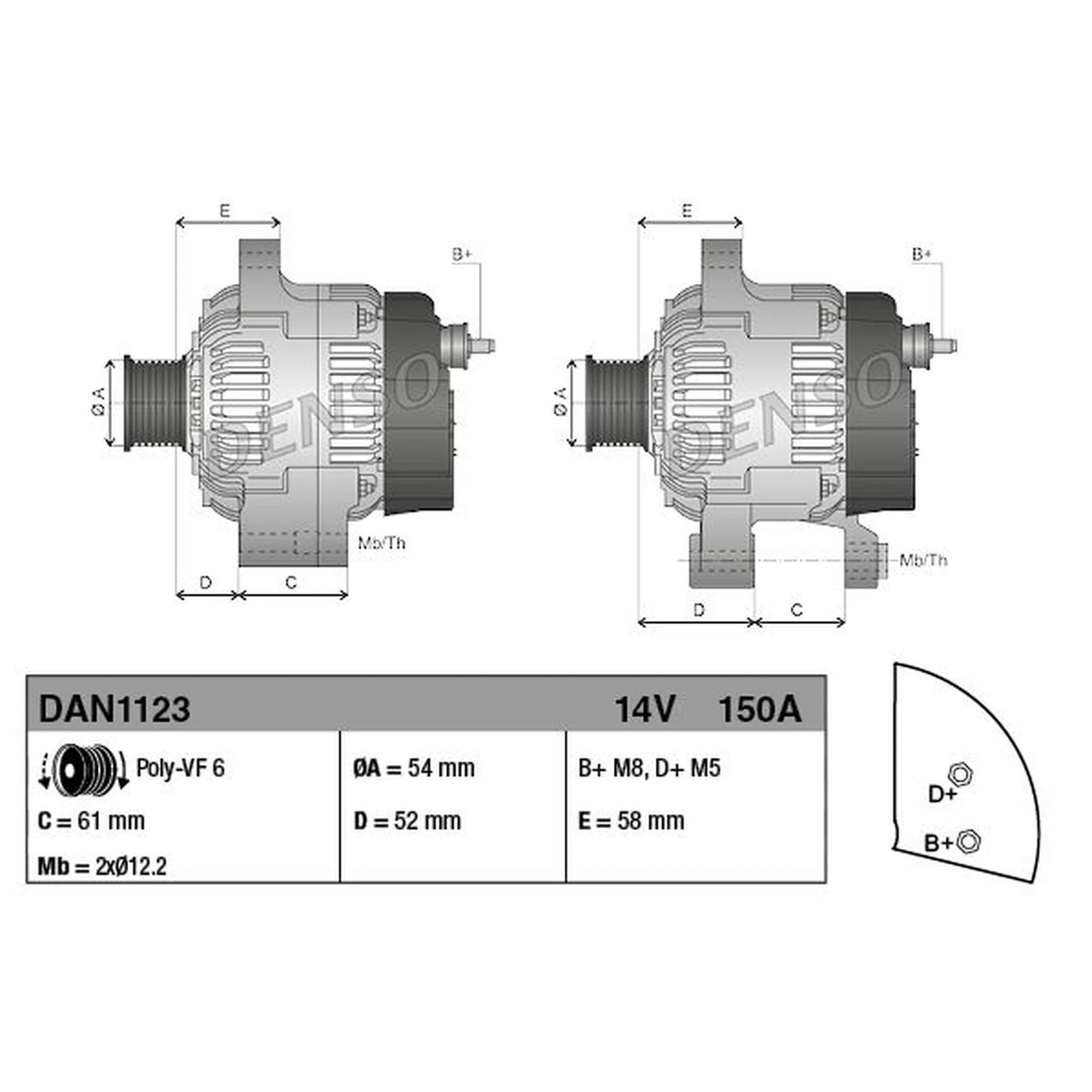 Denso Car Alternator 12V DAN1123