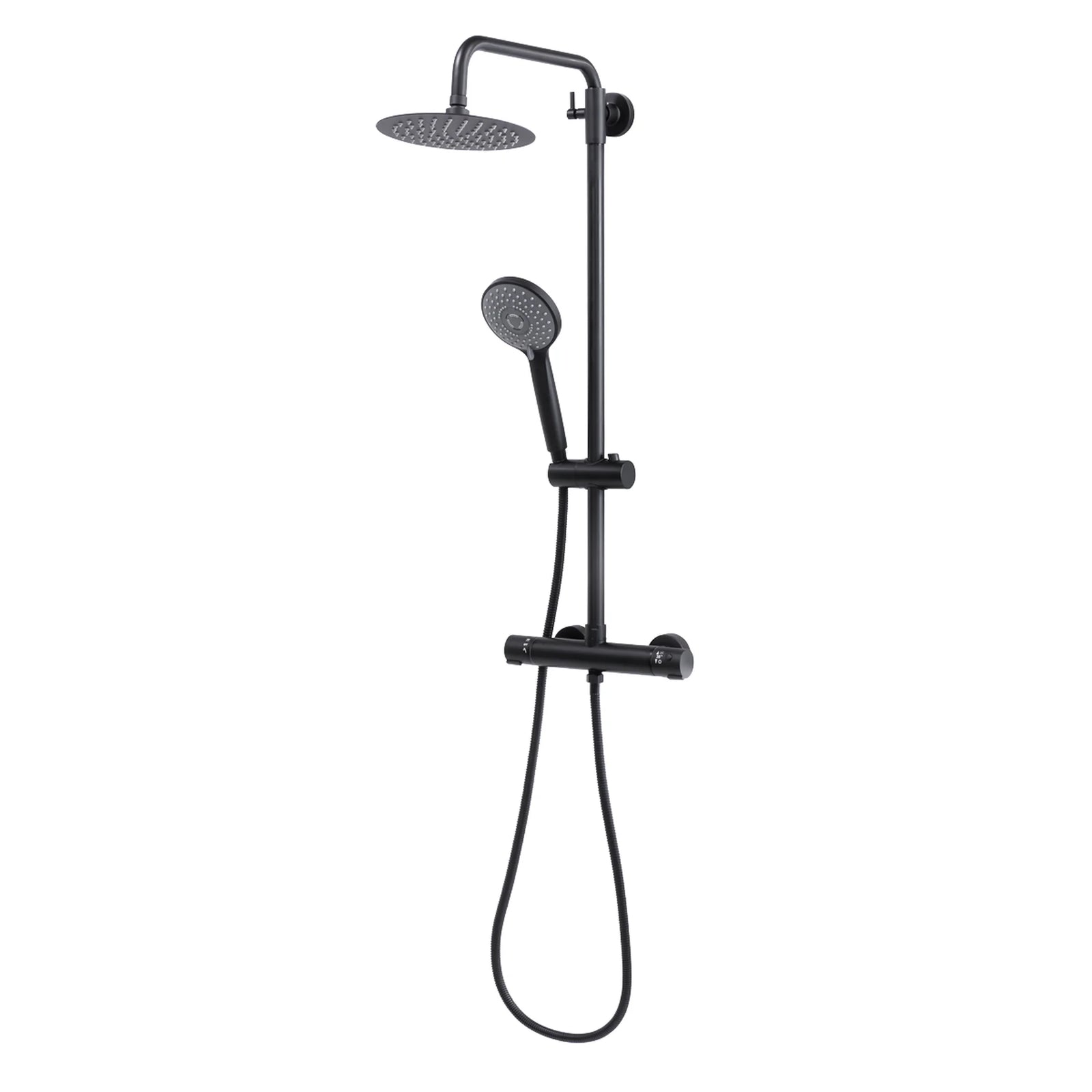 Baridi Thermostatic Shower Mixer Set 20cm Round Head Adjustable Rail