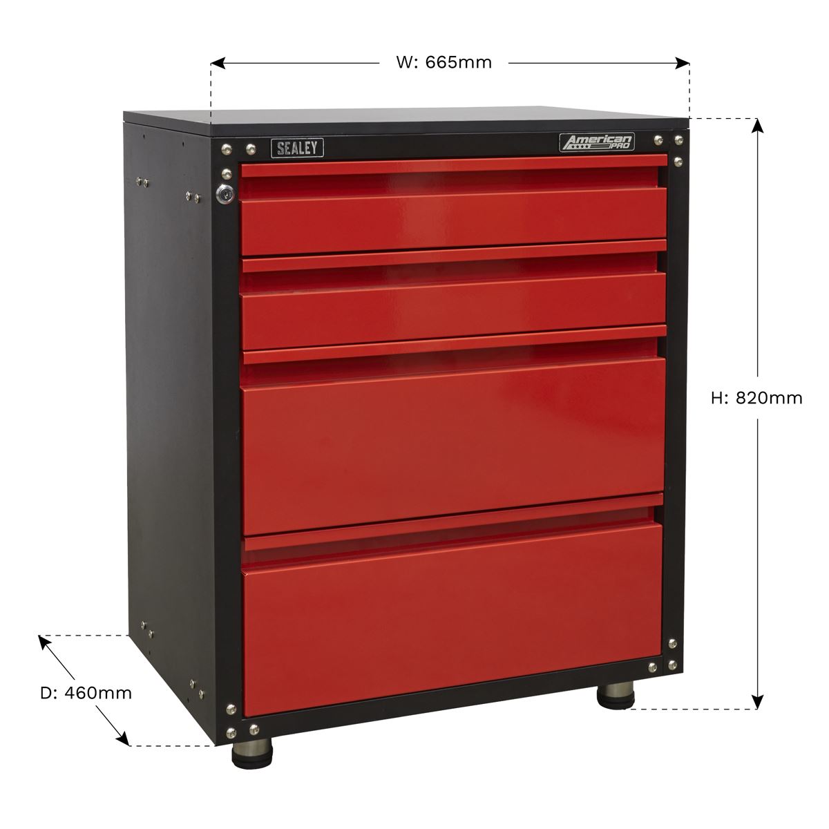 Modular 4 Drawer Cabinet With Worktop 665Mm