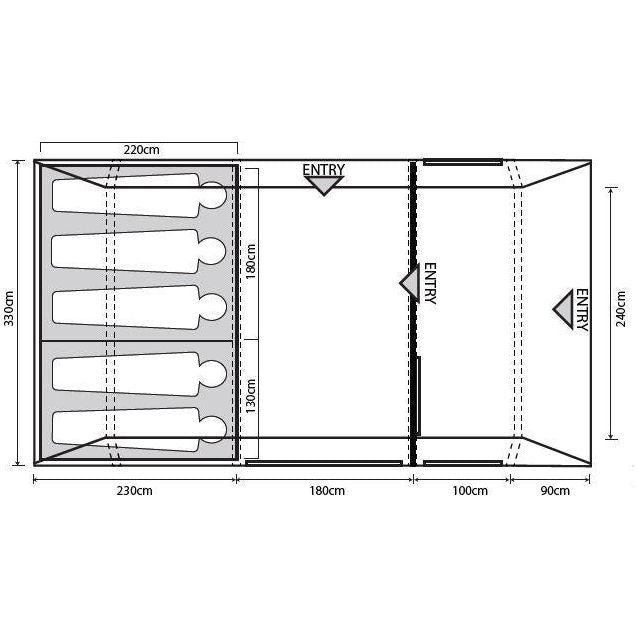 Outdoor Revolution Camp Star 500XL DT Poled Tent Bundle 5 Berth Family inc Footprint