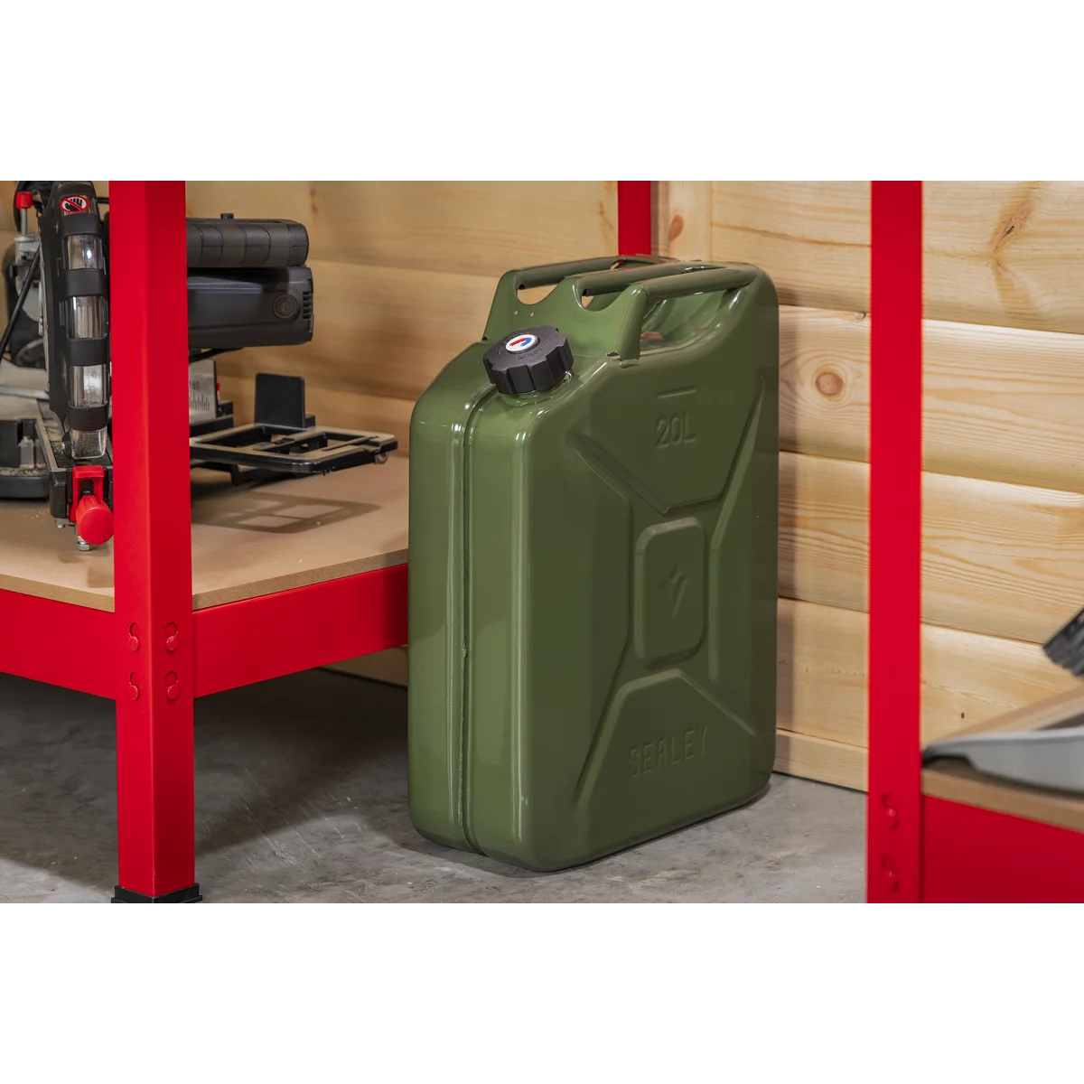 Sealey Screw Cap Metal Jerry Can 20L Green