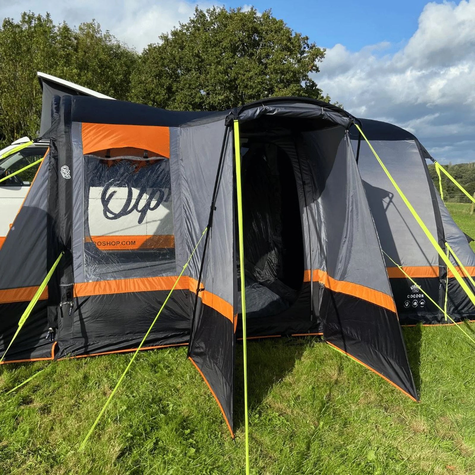 Olpro Cocoon Breeze v2 Driveway Campervan Awning Orange / Grey Low