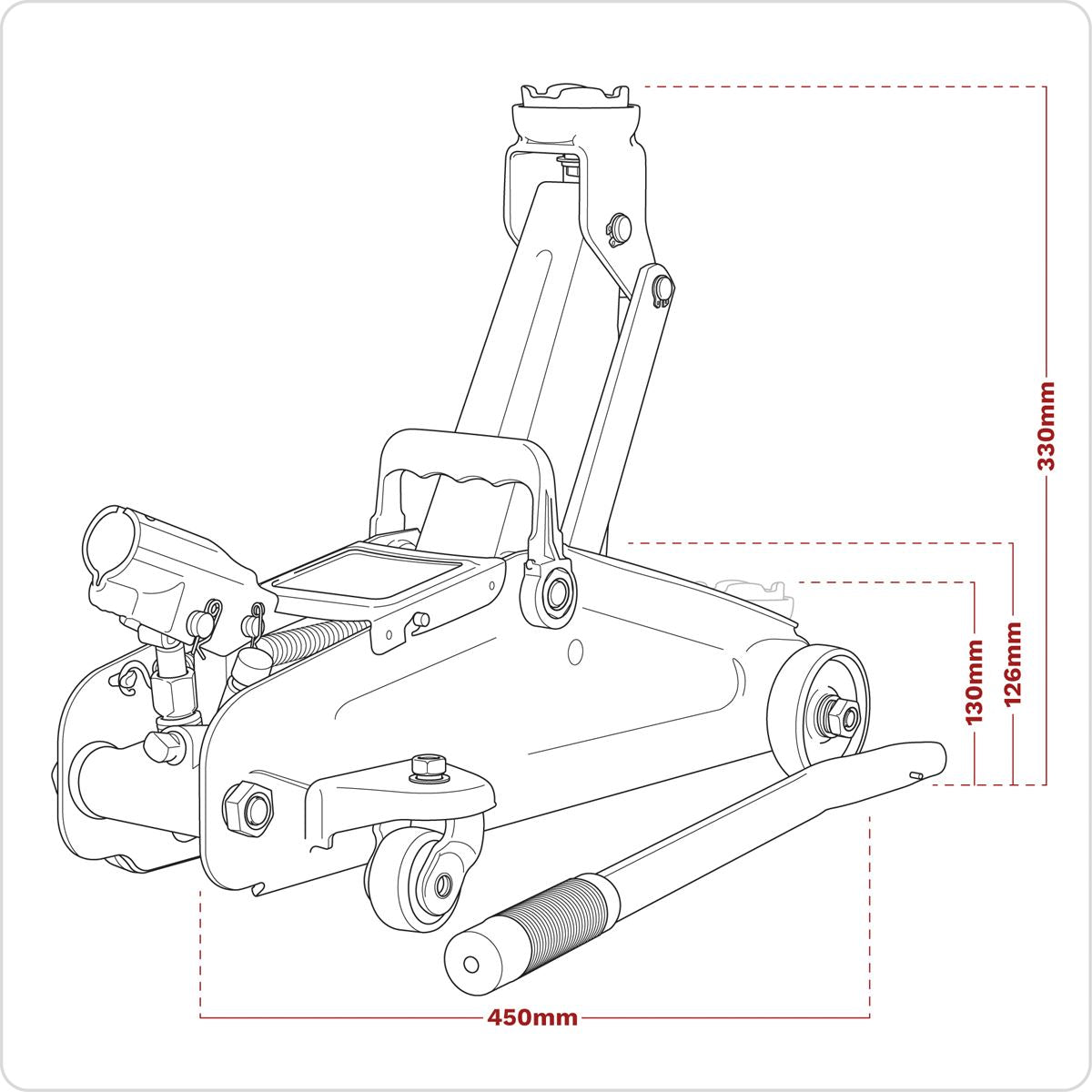 Sealey Short Chassis Trolley Jack 2 Tonne - Green 1050CXHV