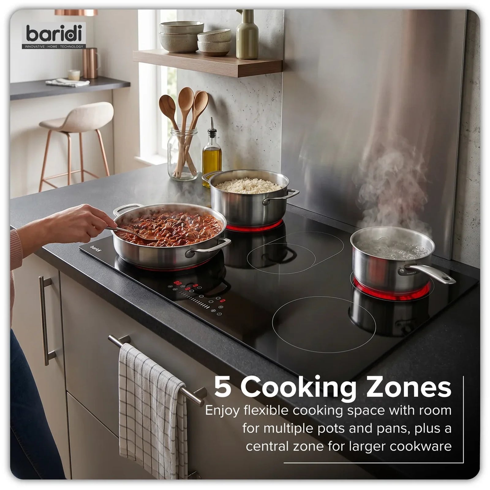 Baridi Ceramic Hob DH389 90cm 9000W with 5 Cooking Zones