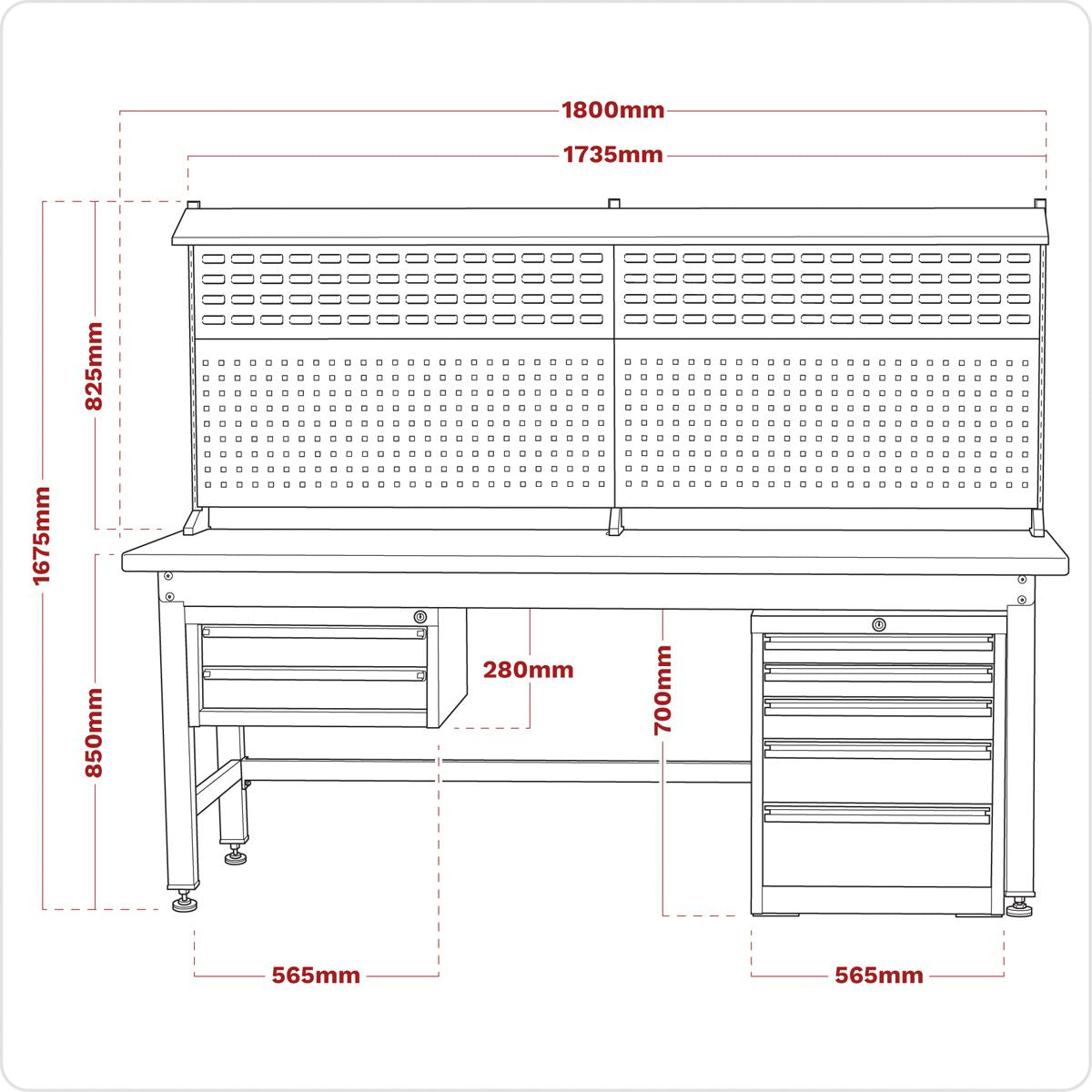 Sealey 1.8m Complete Industrial Workstation & Cabinet Combo API1800COMB02
