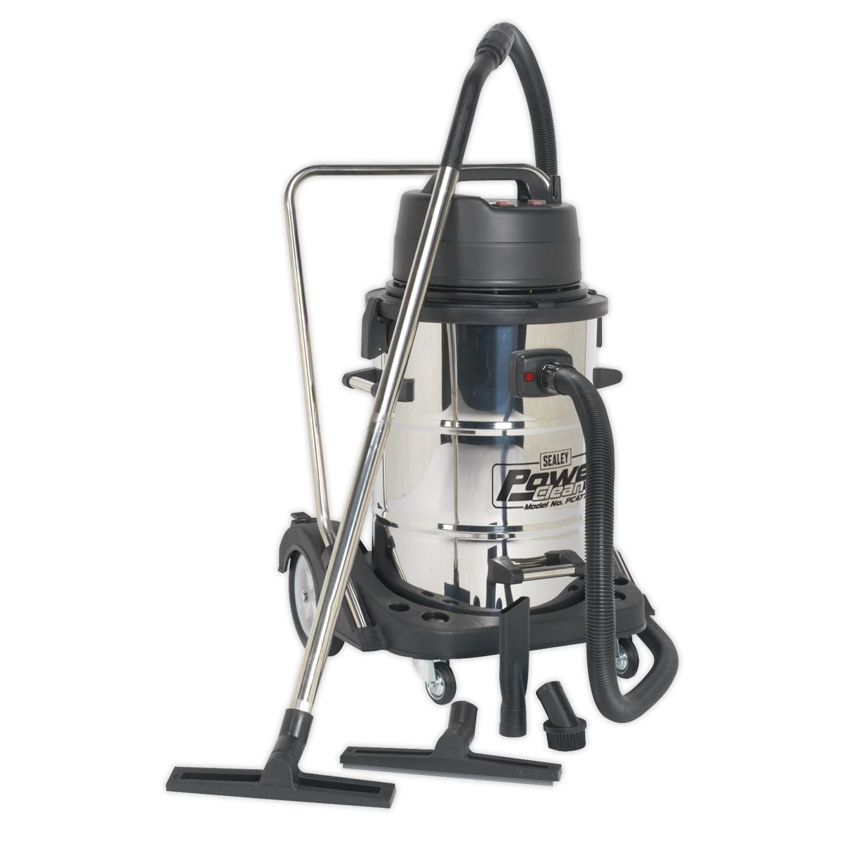 Sealey Vacuum Cleaner Industrial Wet & Dry 77L Stainless Steel Drum with Swivel