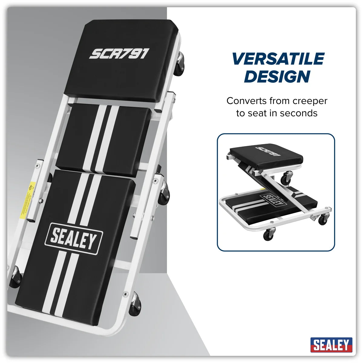Sealey Compact Steel Creeper/Seat SCR791 180kg Capacity