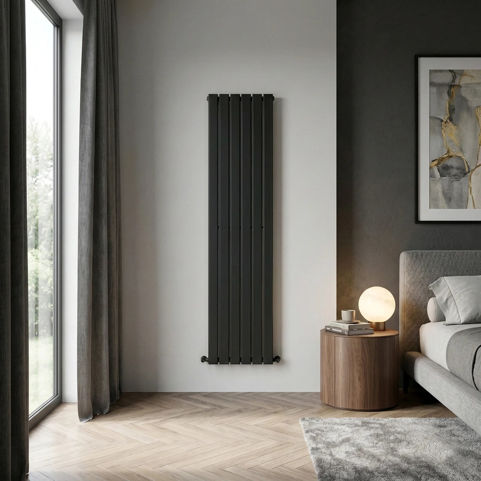 Baridi Vertical Radiator 420 x 1800mm Double Panel Black