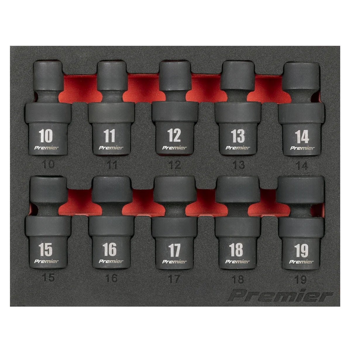 Sealey Premier Universal Joint Impact Socket Set 3/8" Drive 10 Piece