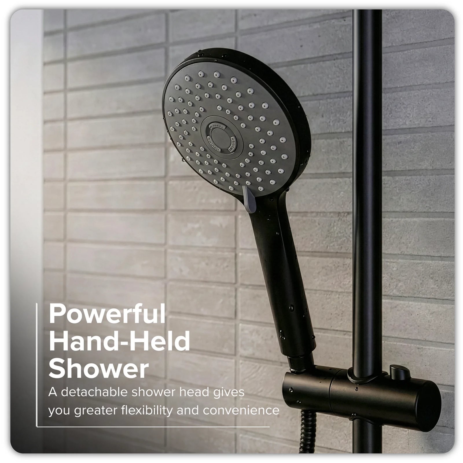Baridi Thermostatic Shower Mixer Set 20cm Round Head Adjustable Rail
