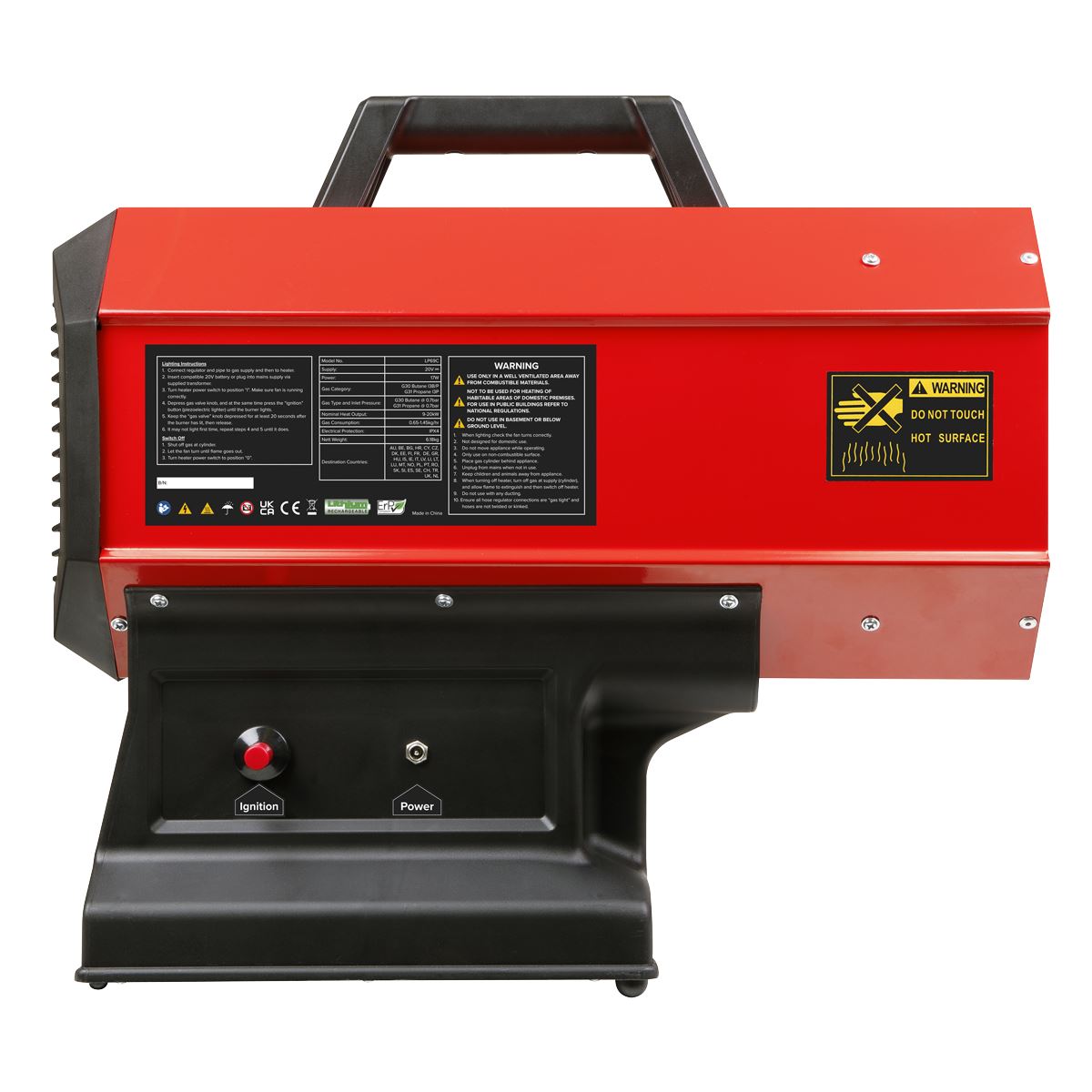 Sealey 2-in-1 Cordless/Corded Space Warmer® Propane Heater 30,000-68,000Btu/hr
