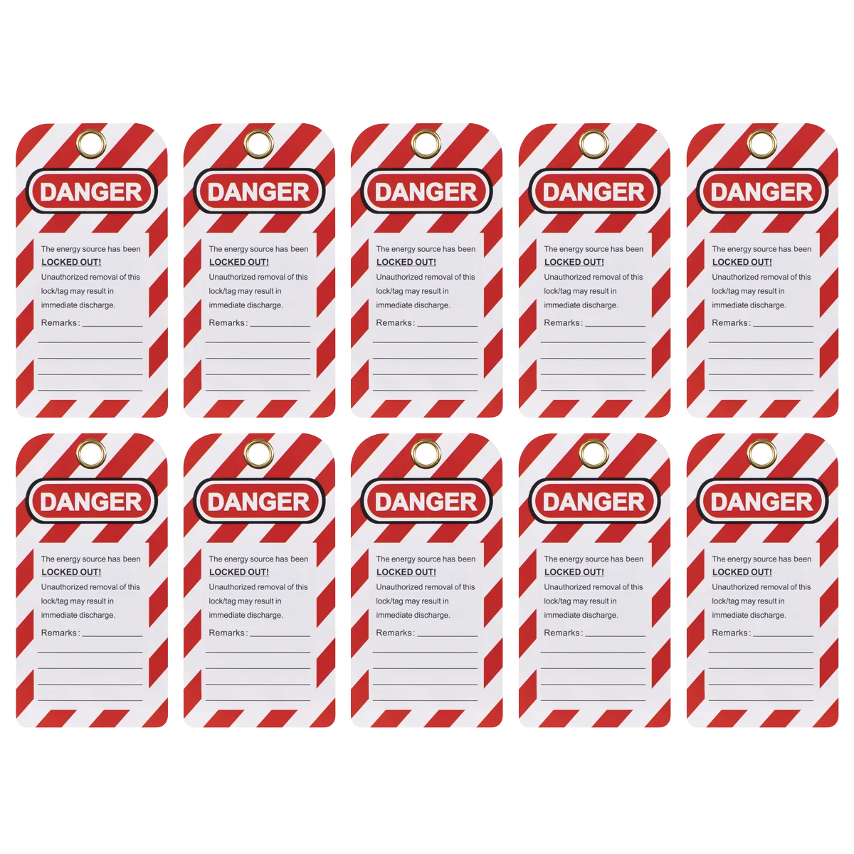 Sealey Lockout Safety Tag Set 10 Piece 75x145mm
