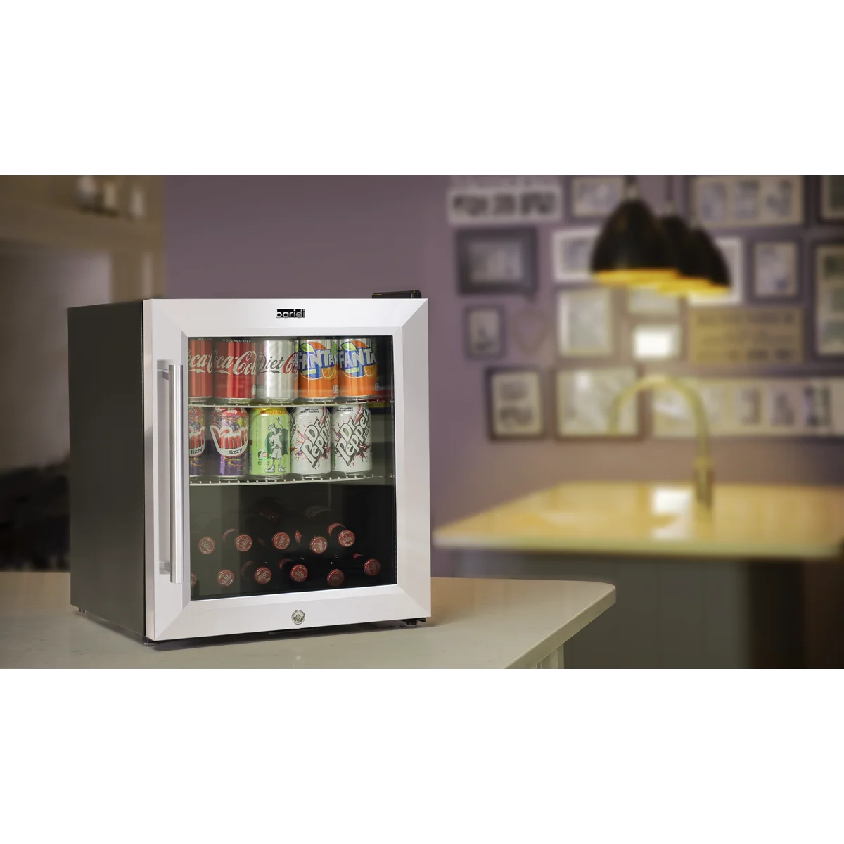Baridi 50L Tabletop Drinks Fridge Mini Beer Cooler Glass Door Stainless Steel