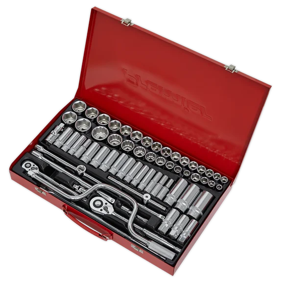 Sealey Socket Set 64pc 3/8" & 1/2"Sq Drive 6pt WallDrive - Met/Imp AK694