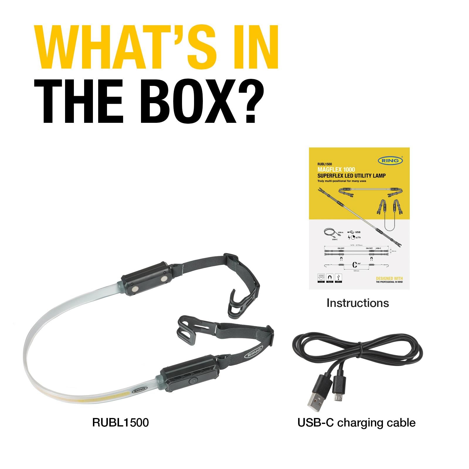 Ring RUBL1500 Magflex 1000 Flexable LED Inspection Lamp Torch Work Light