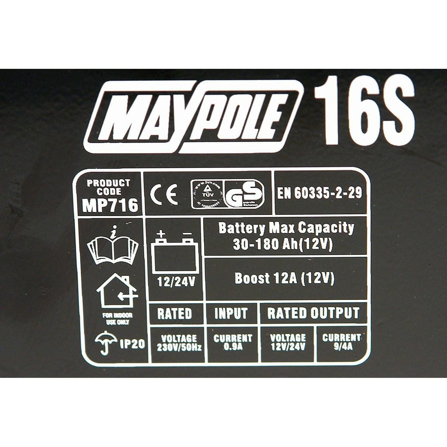 New Maypole MP716 12A Metal Battery Charger 12/24V Fast/Boost Mode Robust Steel