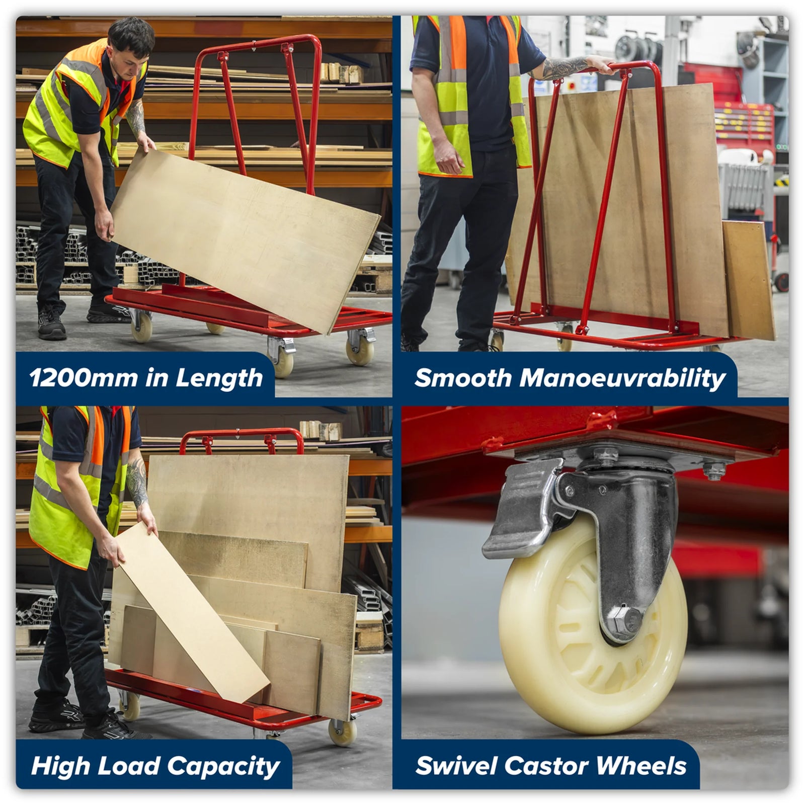 Sealey Plasterboard Trolley Large Sheet Handling 800kg Capacity