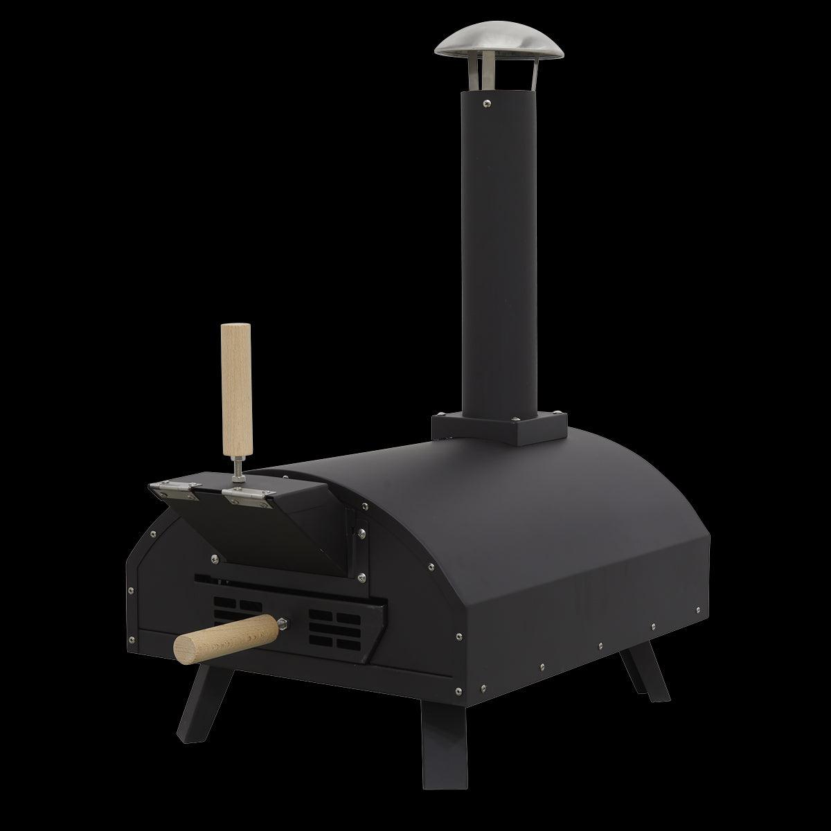 Dellonda Portable Wood-Fired 14" Pizza Oven and Smoking Oven Black/Stainless Steel